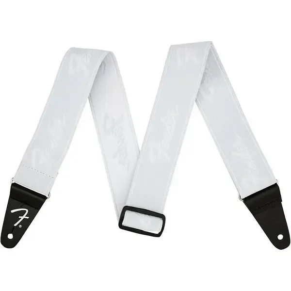 Гитарный ремень Fender WeighLess 2" Running Logo Strap White 2 in.