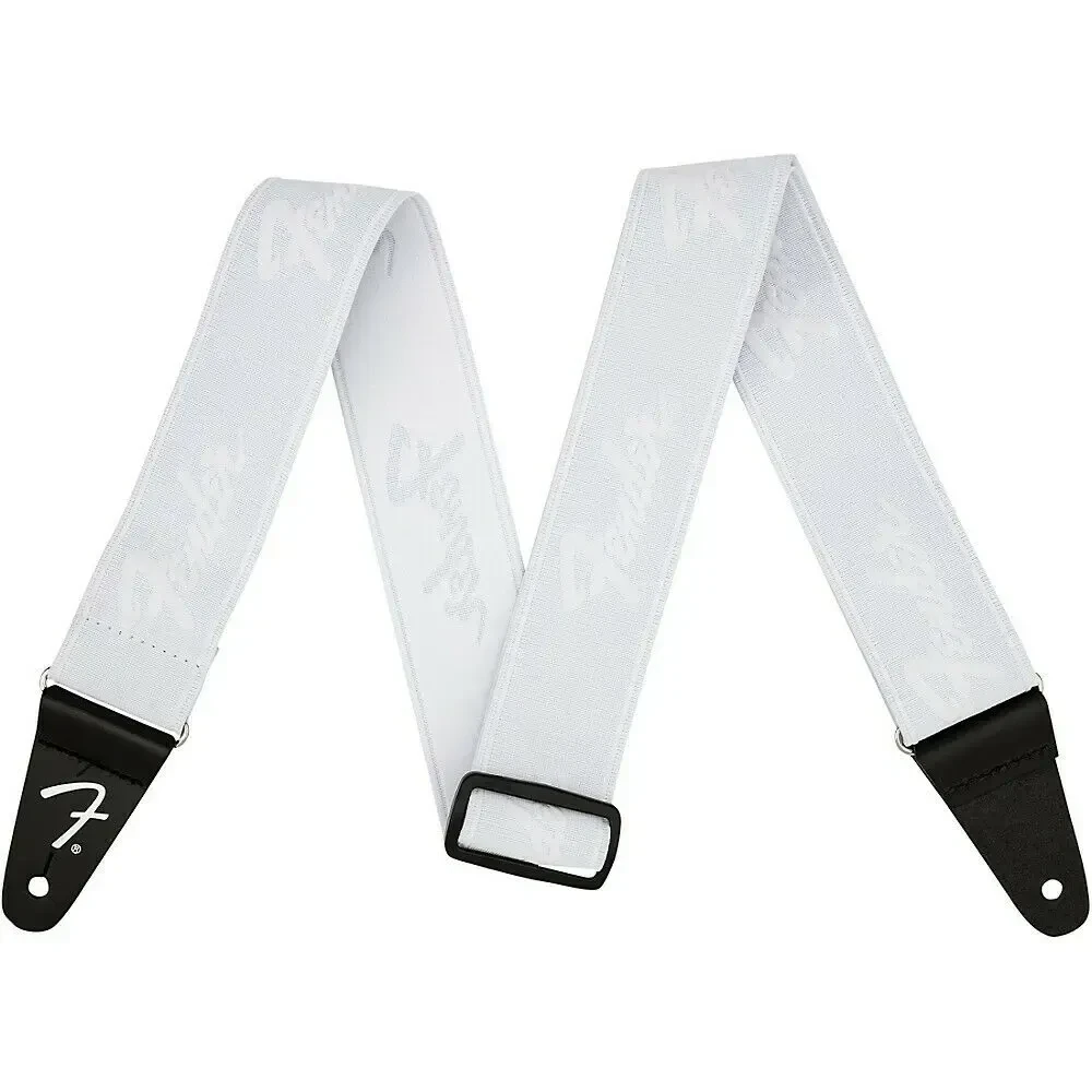 Гитарный ремень Fender WeighLess 2" Running Logo Strap White 2 in.