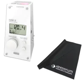 Korg Metronom KDM-3 Taktgeber Digital mit 19 Taktarten Weiss mit keepdrum Tuch