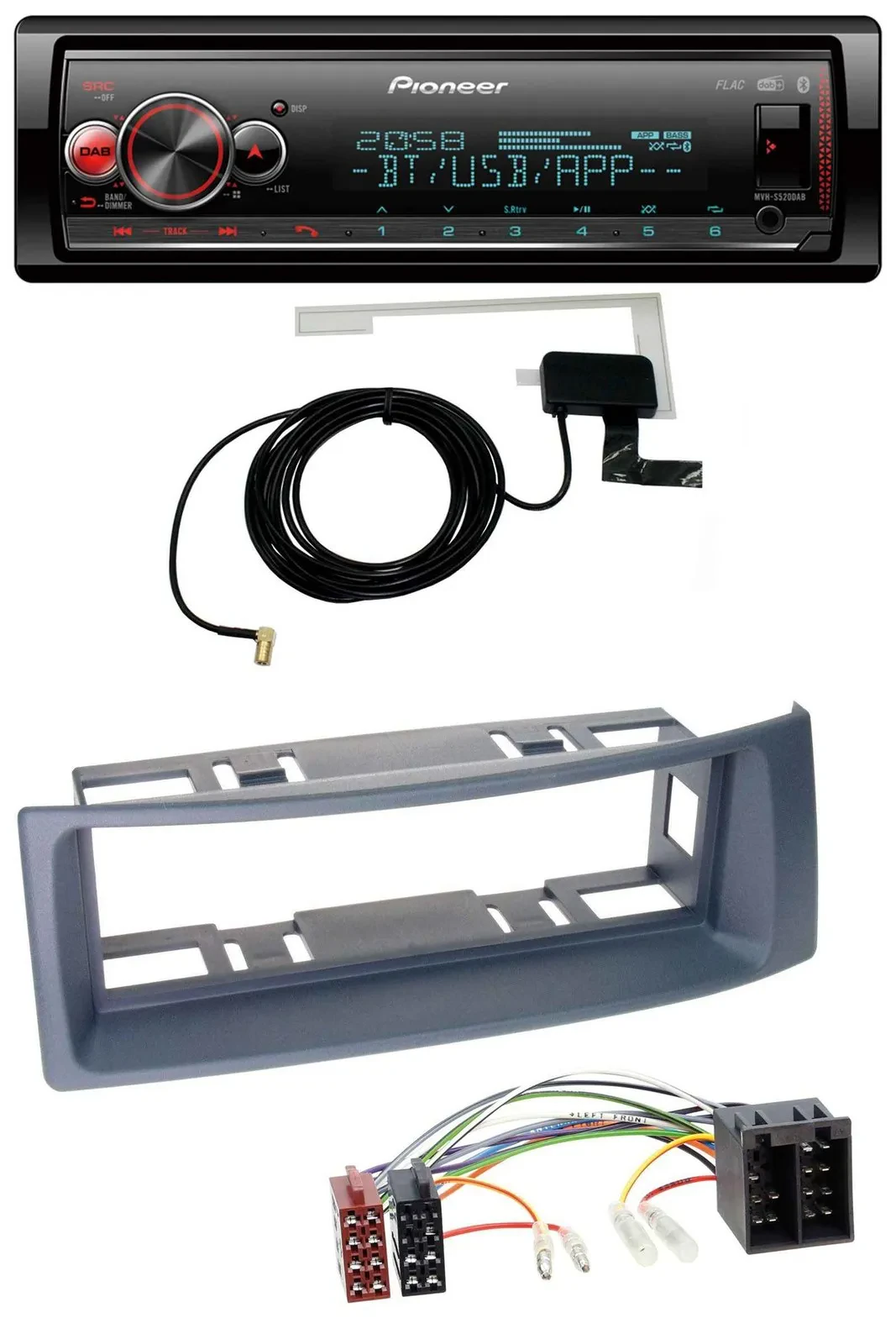 Автомагнитола Pioneer для Renault Scenic/Megane Bluetooth, DAB, USB, MP3, серый