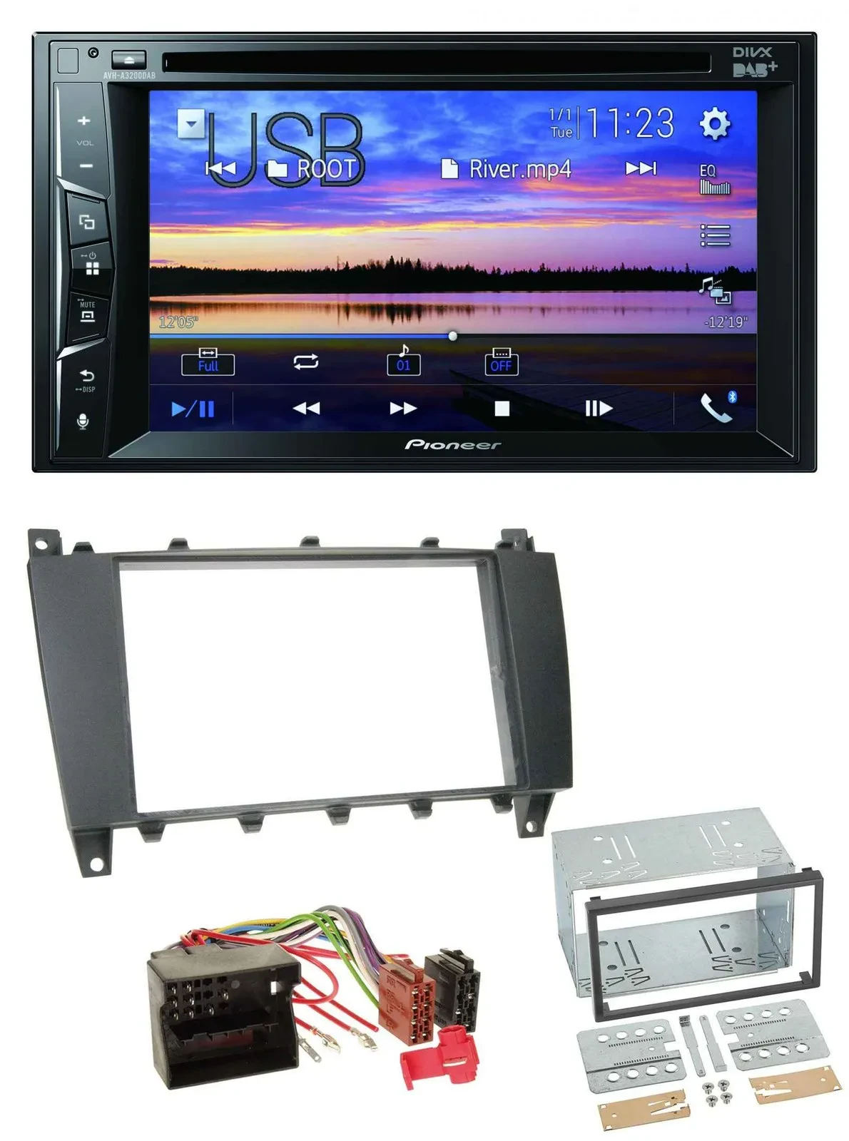 Автомагнитола Pioneer 2-DIN Bluetooth USB DVD DAB MP3 для Mercedes C-Class