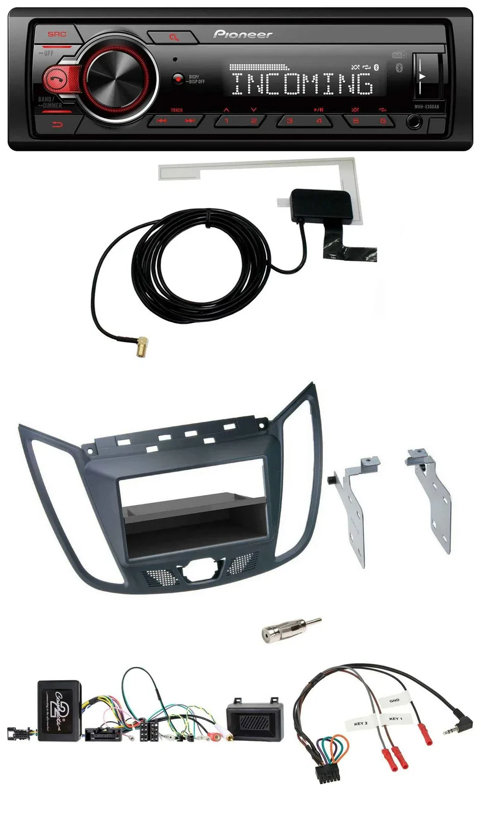 Автомагнитола для Ford C‑Max/Kuga Pioneer USB, DAB, Bluetooth, темно-серая