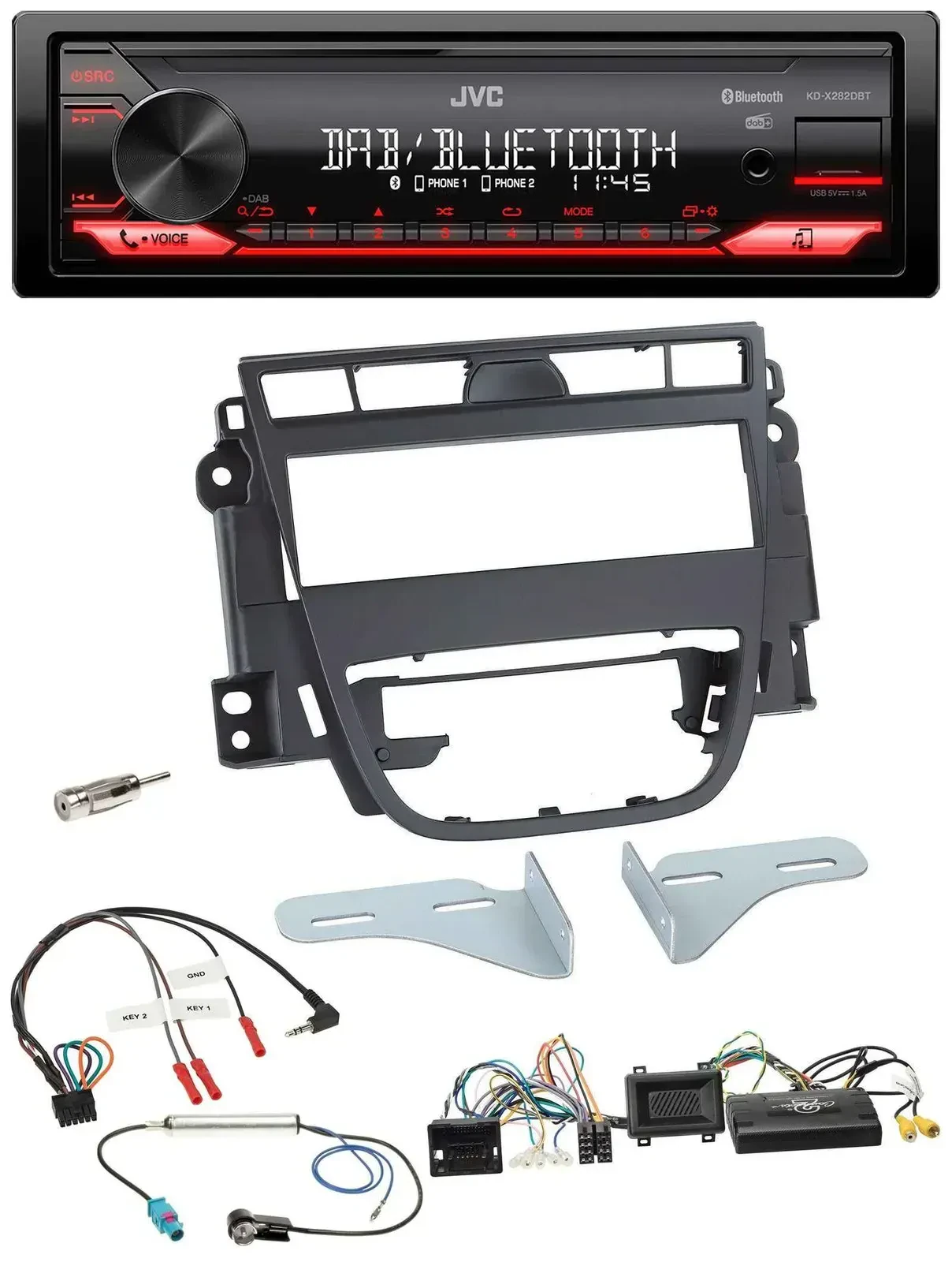 Автомагнитола JVC Bluetooth USB DAB для Opel Meriva B (с 2010) с поддержкой управления на руле