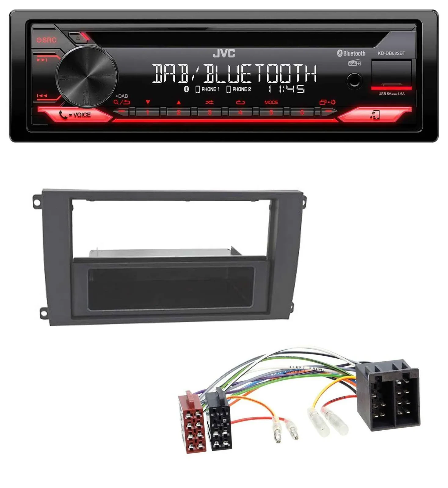 JVC CD DAB USB Bluetooth MP3 Autoradio für Porsche Cayenne (2002-2007)