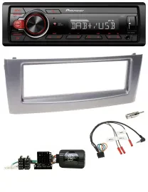 Pioneer MP3 1DIN DAB USB Lenkrad Autoradio für Fiat Grande Punto 2006-2010 grau
