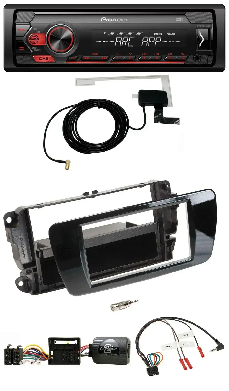 Автомагнитола Pioneer 1-DIN, USB, DAB, MP3, для Seat Ibiza, чёрный (piano black)