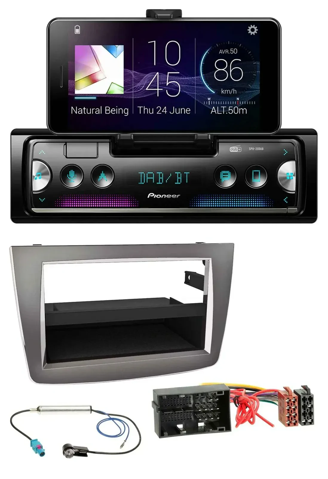 Автомагнитола для Alfa Romeo Mito (с 2014) Pioneer USB MP3 Bluetooth DAB серебристая