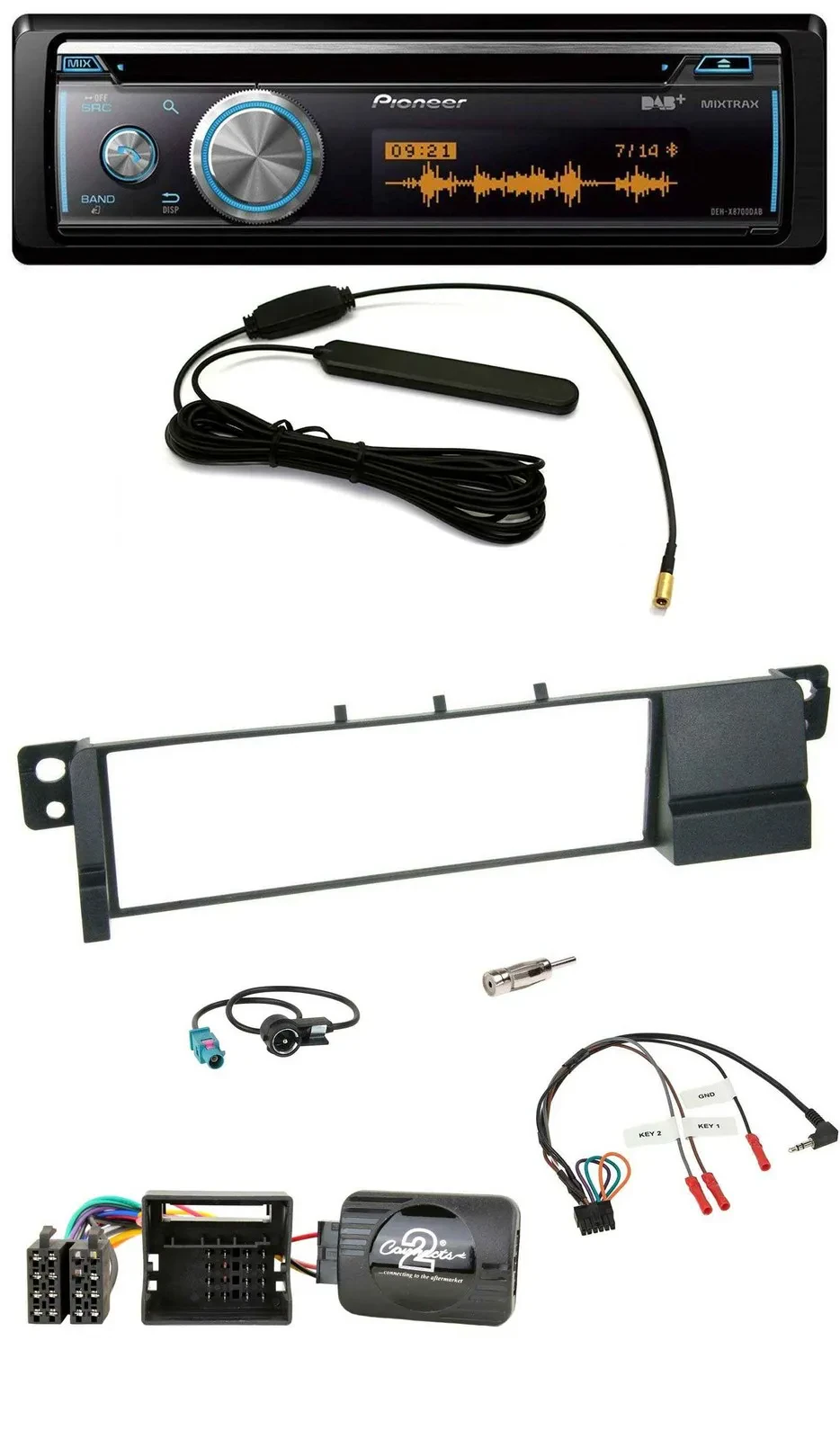 Pioneer CD USB Bluetooth DAB Lenkrad Autoradio für BMW 3er E46 2001-2007 Quadloc