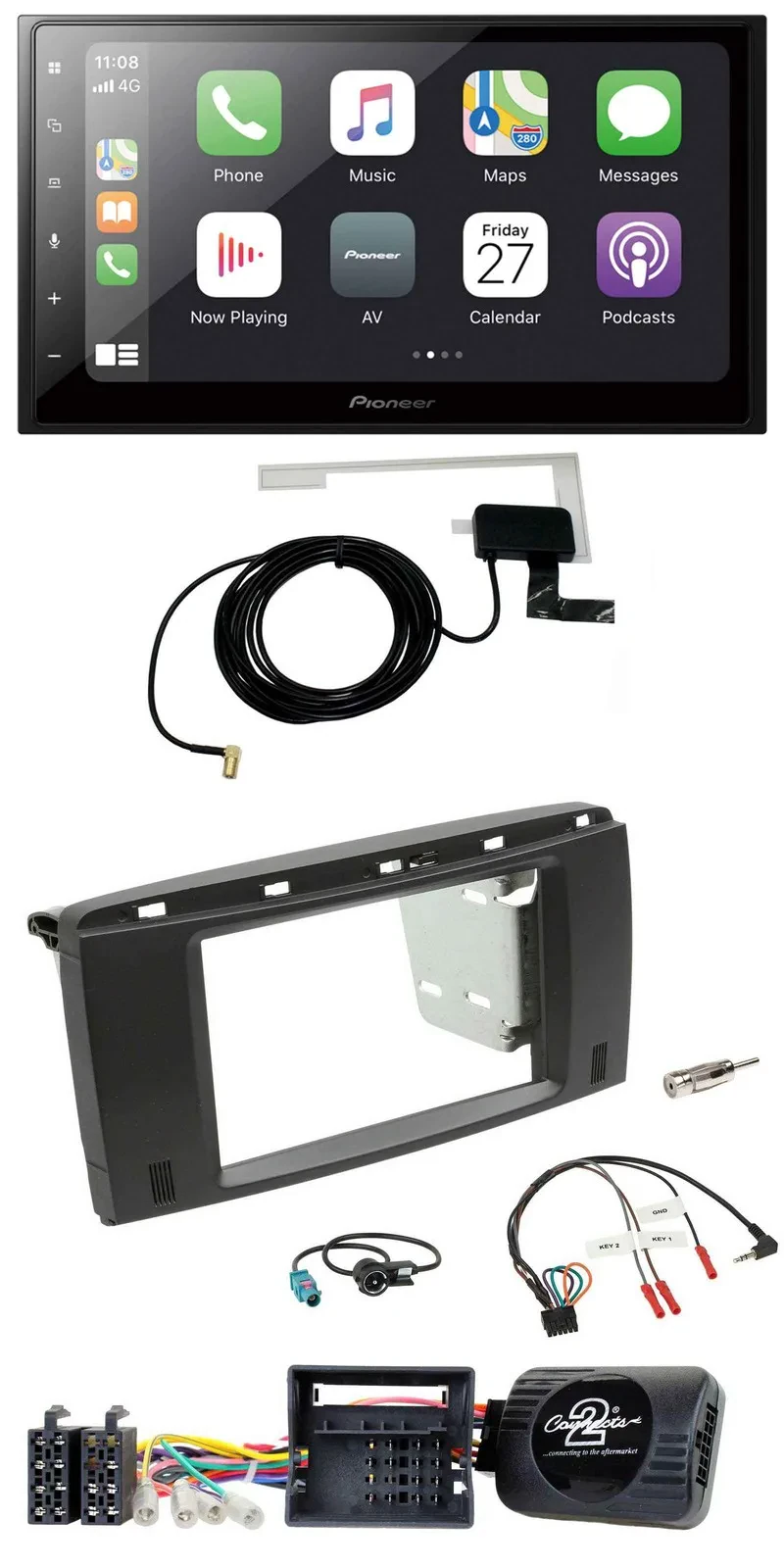 Pioneer USB Lenkrad 2DIN Bluetooth DAB Autoradio für Mercedes R-Klasse 2006-2012