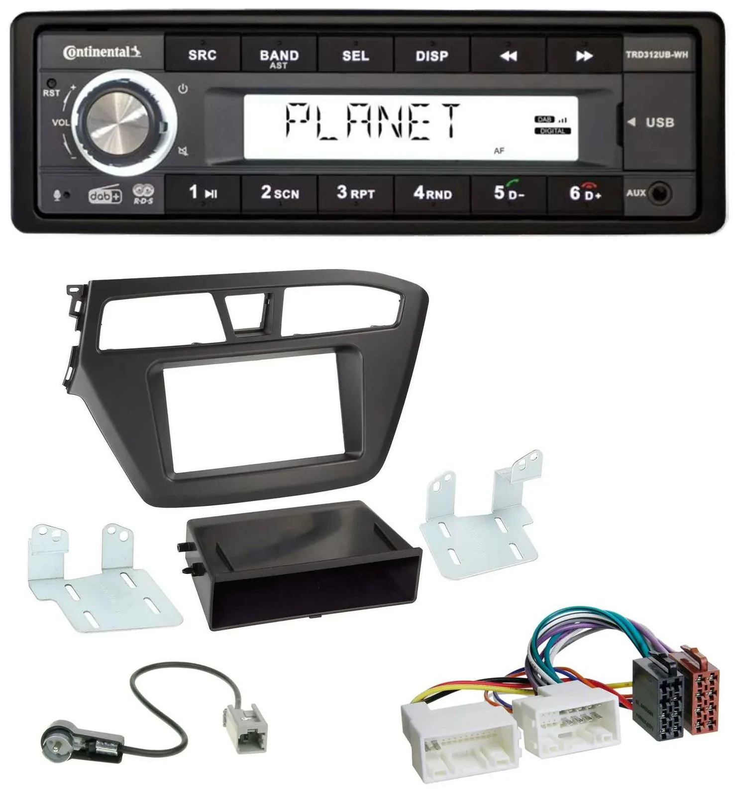 Continental USB 1DIN AUX DAB MP3 Autoradio für Hyundai i20 (2014-2020)