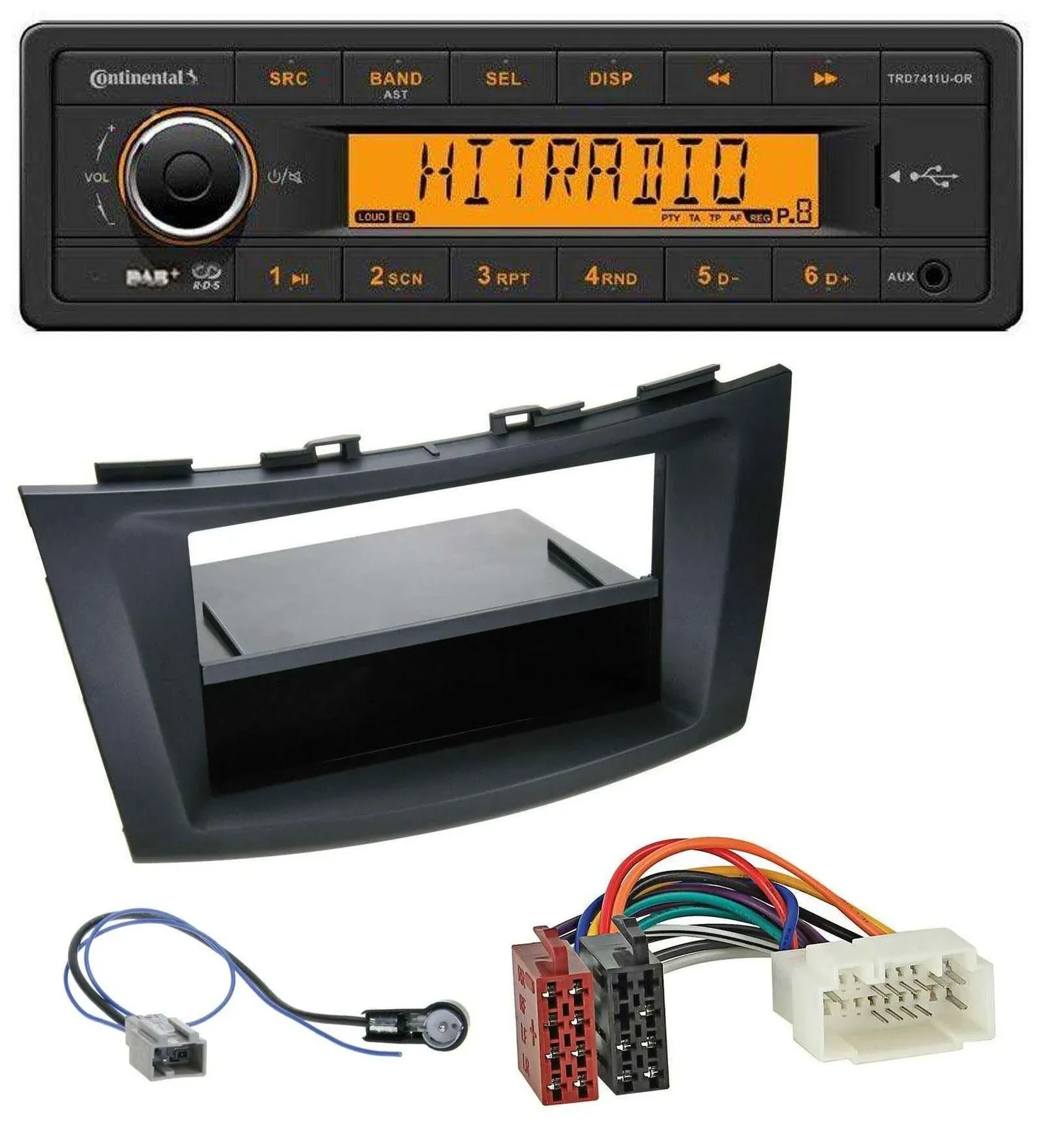 Continental 1DIN DAB MP3 AUX USB Autoradio für Suzuki Swift (FZ/NZ, ab 2010)
