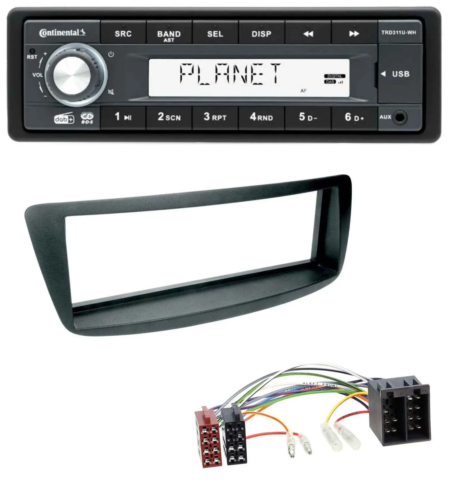 Автомагнитола Continental MP3 USB AUX DAB 1 DIN для Citroen C1/Peugeot 107 (2005–2014)