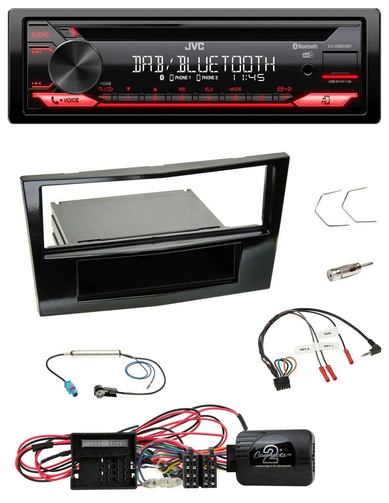 JVC CD DAB USB Bluetooth Lenkrad Autoradio für Opel Corsa D Klavierlack 09-14