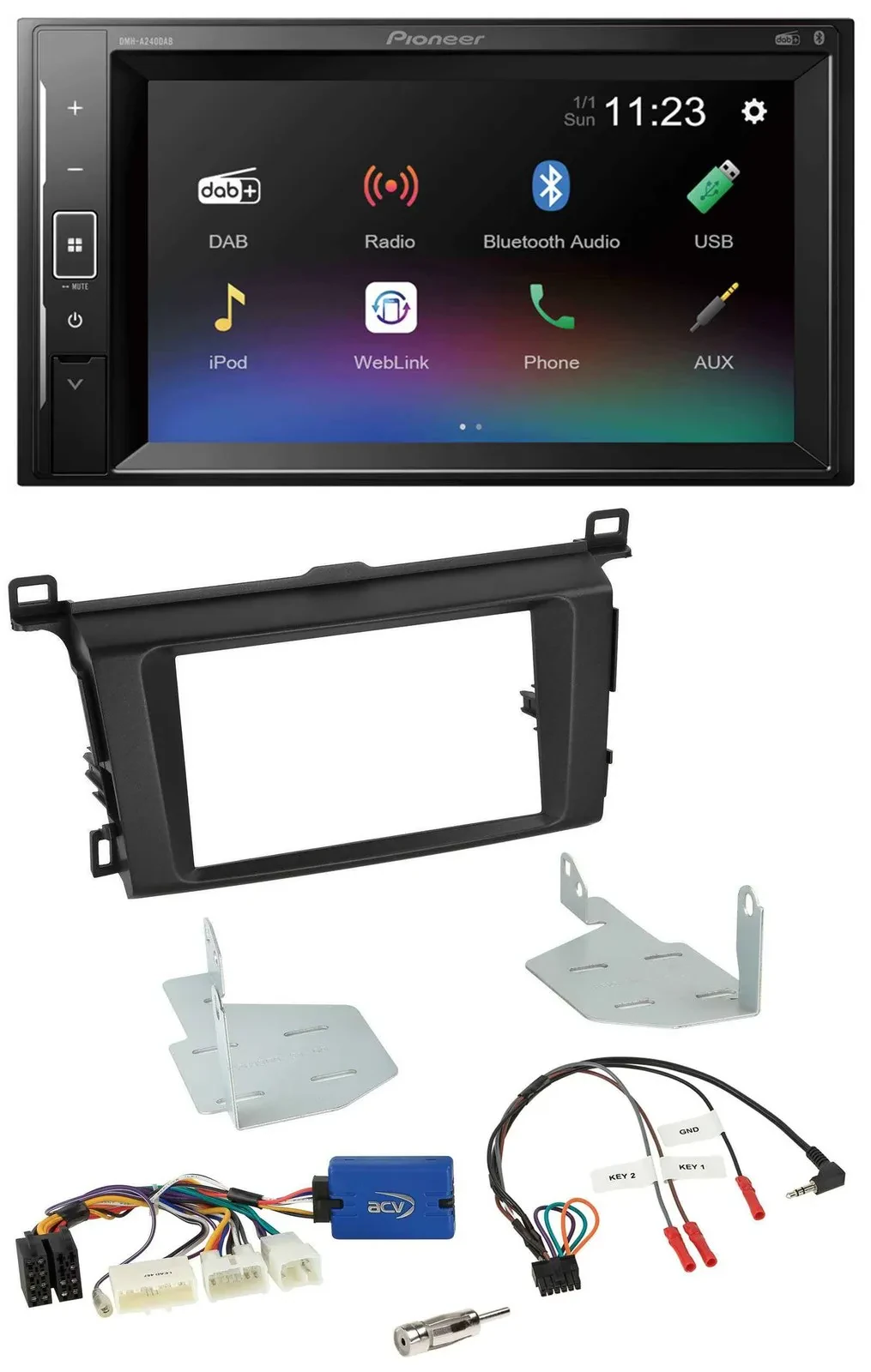Автомагнитола для Toyota RAV4 (с 2013) Pioneer 2-DIN, DAB, Bluetooth, USB