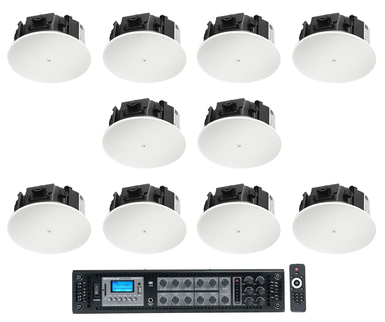 Потолочная акустика для коммерческих систем JBL Control 426LP 6.5" 70V низкопрофильная (набор, 10 шт.) с усилителем