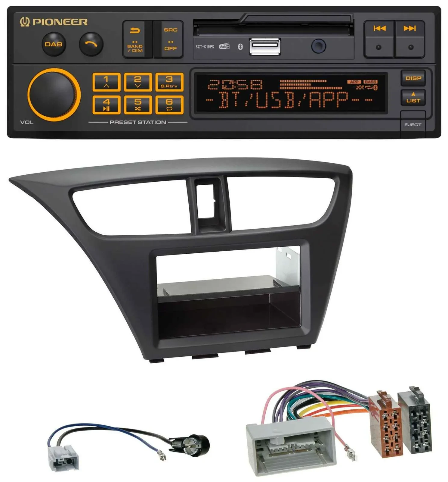 Pioneer DAB MP3 USB Bluetooth Autoradio für Honda Civic (ab 2012)