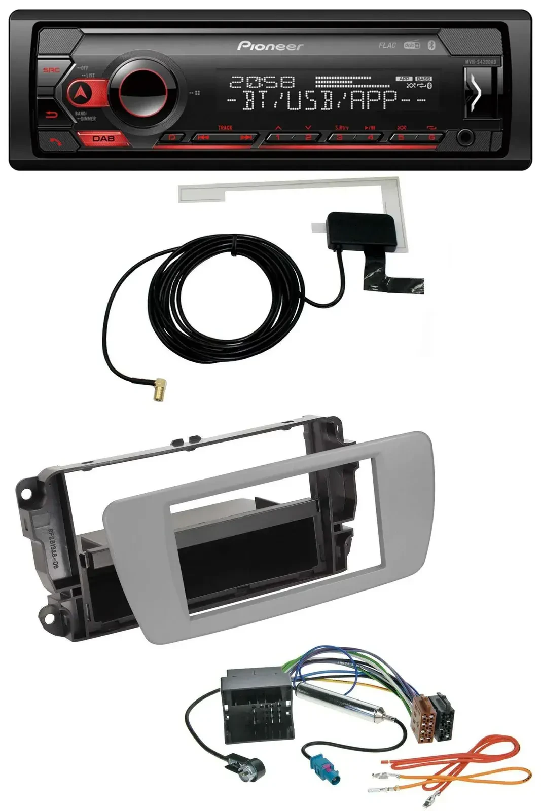 Автомагнитола для Seat Ibiza (с 2008) Pioneer DAB, USB, MP3, Bluetooth, серый