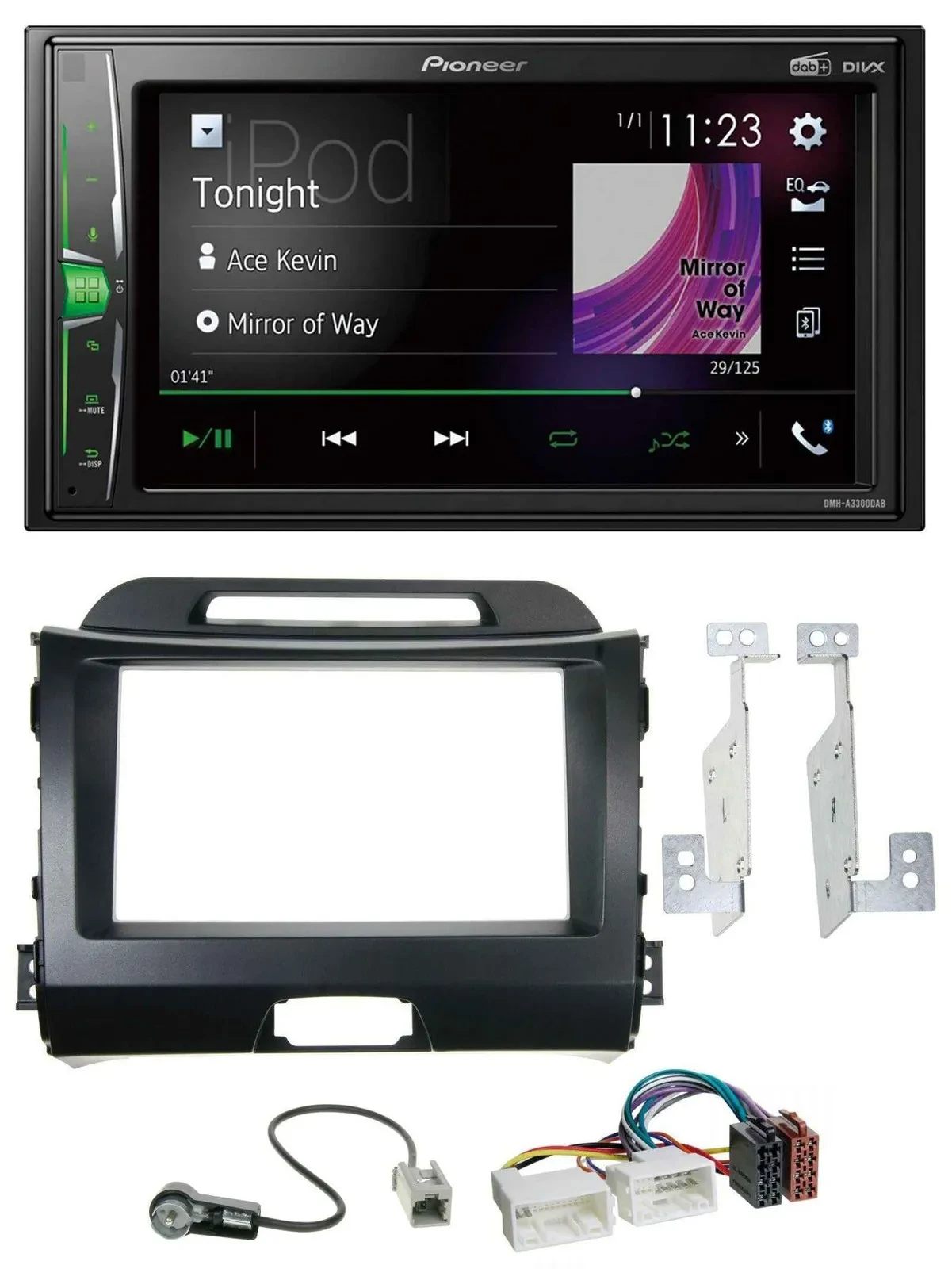 Pioneer 2DIN MP3 DAB USB Bluetooth Autoradio für Kia Sportage 3 10-15 SL schwarz