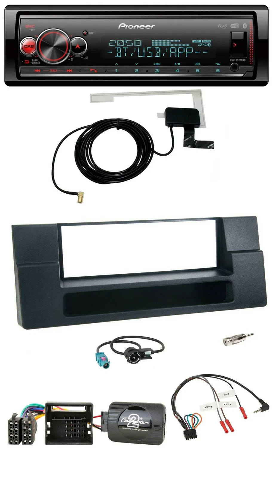 Pioneer Bluetooth DAB USB Lenkrad Autoradio für BMW 5er E39 X5 Quadlock Ablage