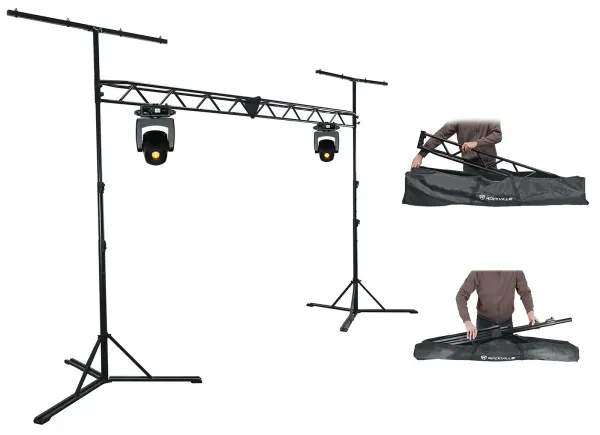 (2) Eliminator Lighting ADJ Stryker Spot LED Moving Head Spot Lights+Truss Stand