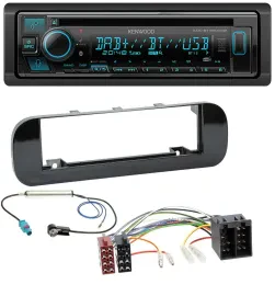 Kenwood Bluetooth DAB CD MP3 USB Autoradio für Fiat Panda (ab 2012) - glänzend