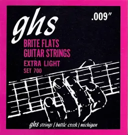 Струны для электрогитары GHS Strings 700 Brite Flats 9-42
