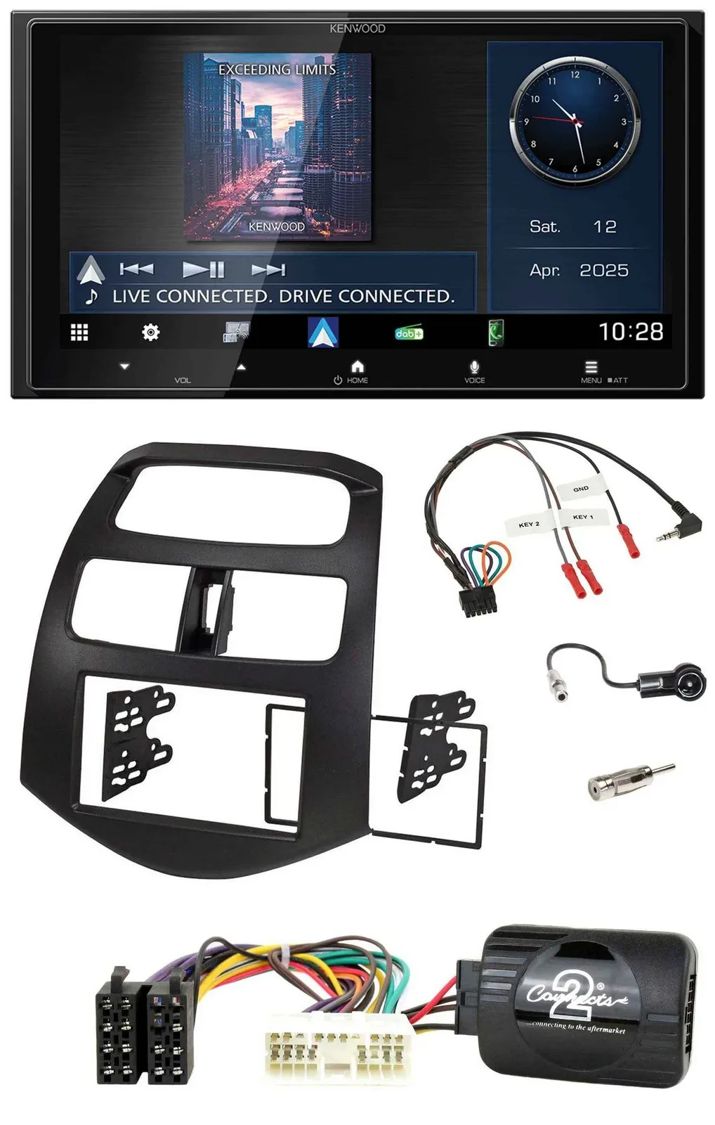 Kenwood Bluetooth 2DIN USB DAB Lenkrad Autoradio für Chevrolet Spark KLM 2012-20