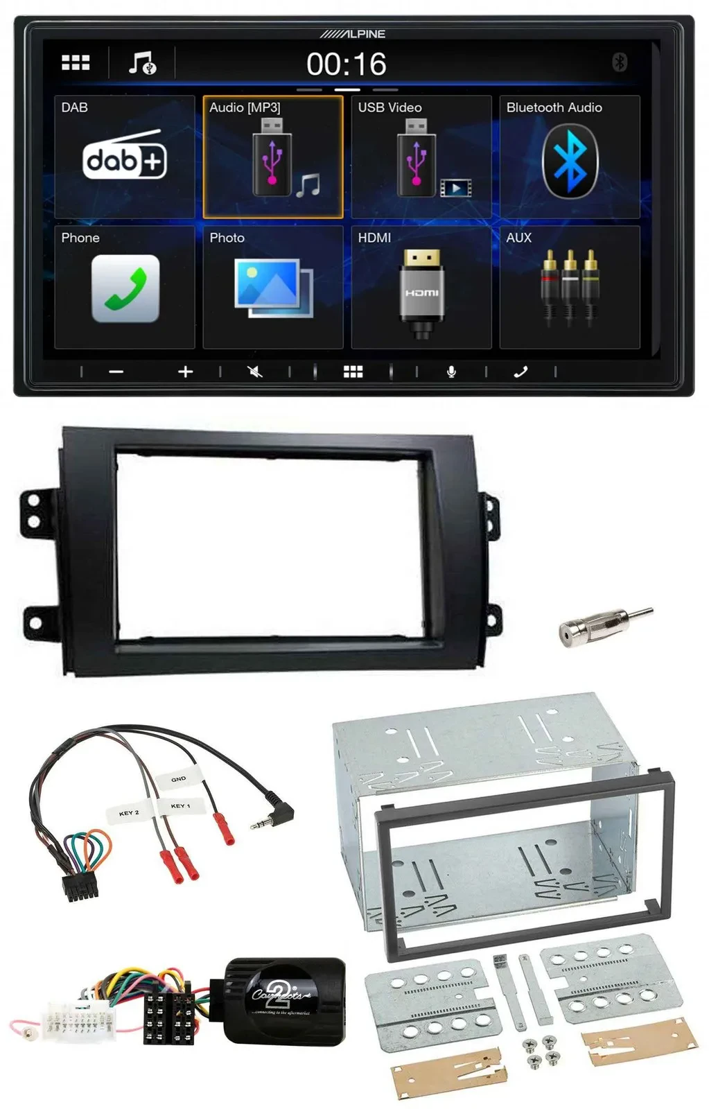 Автомагнитола Alpine 2-DIN Bluetooth DAB USB для Fiat Sedici, Suzuki SX4