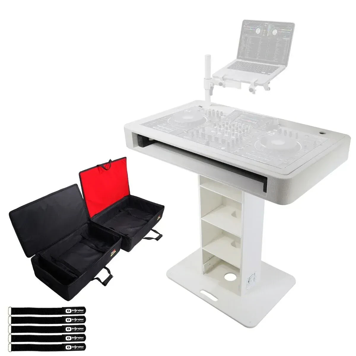 ProX XZF-DJCT W White DJ Podium Stand Frontboard Facade w Soft Carrying Bags
