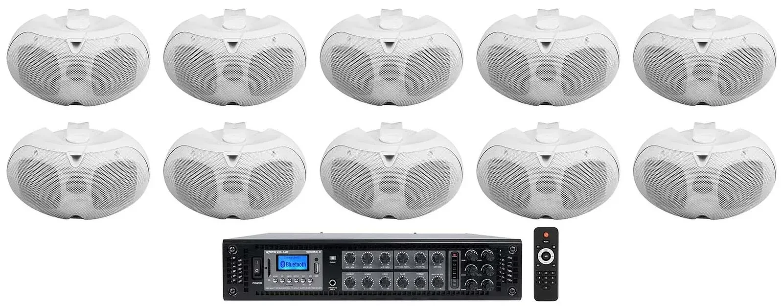 Настенная акустика Rockville RCS350-6+(10) D4-70V White с усилителем (10 штук)