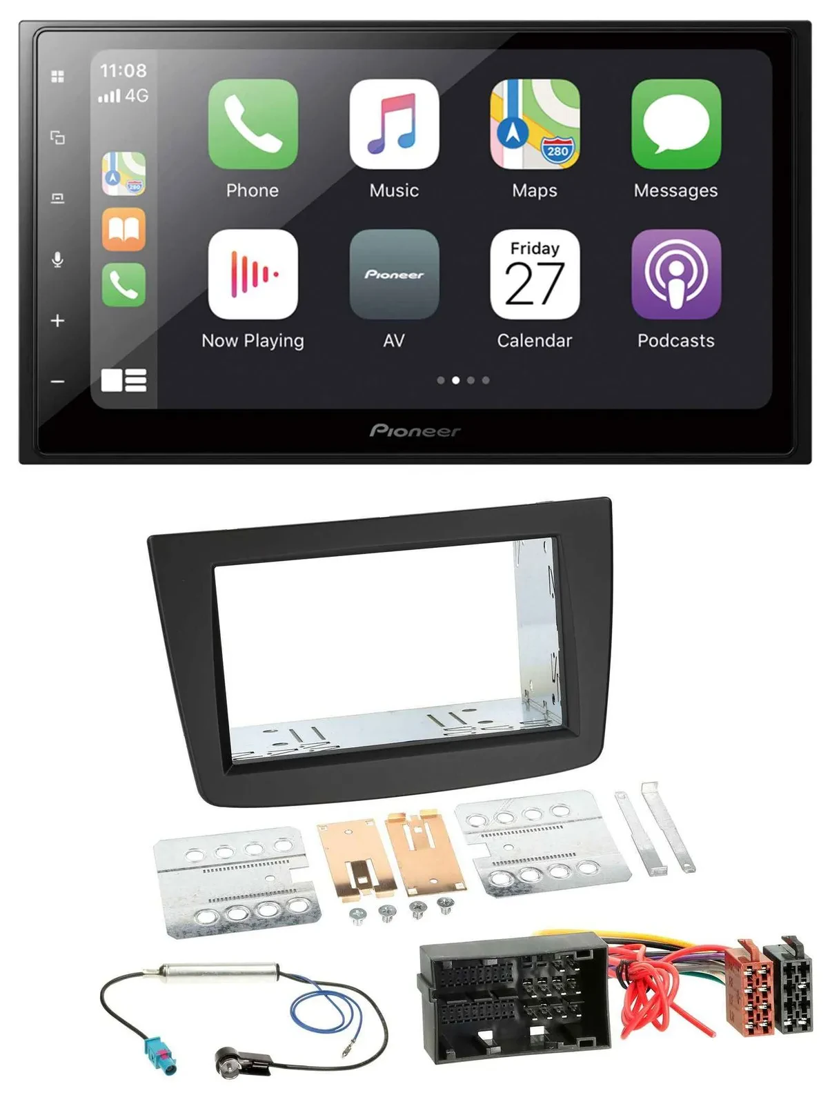 Автомагнитола для Alfa Romeo Mito 955 Pioneer 2DIN, Bluetooth, DAB, USB, MP3, чёрная