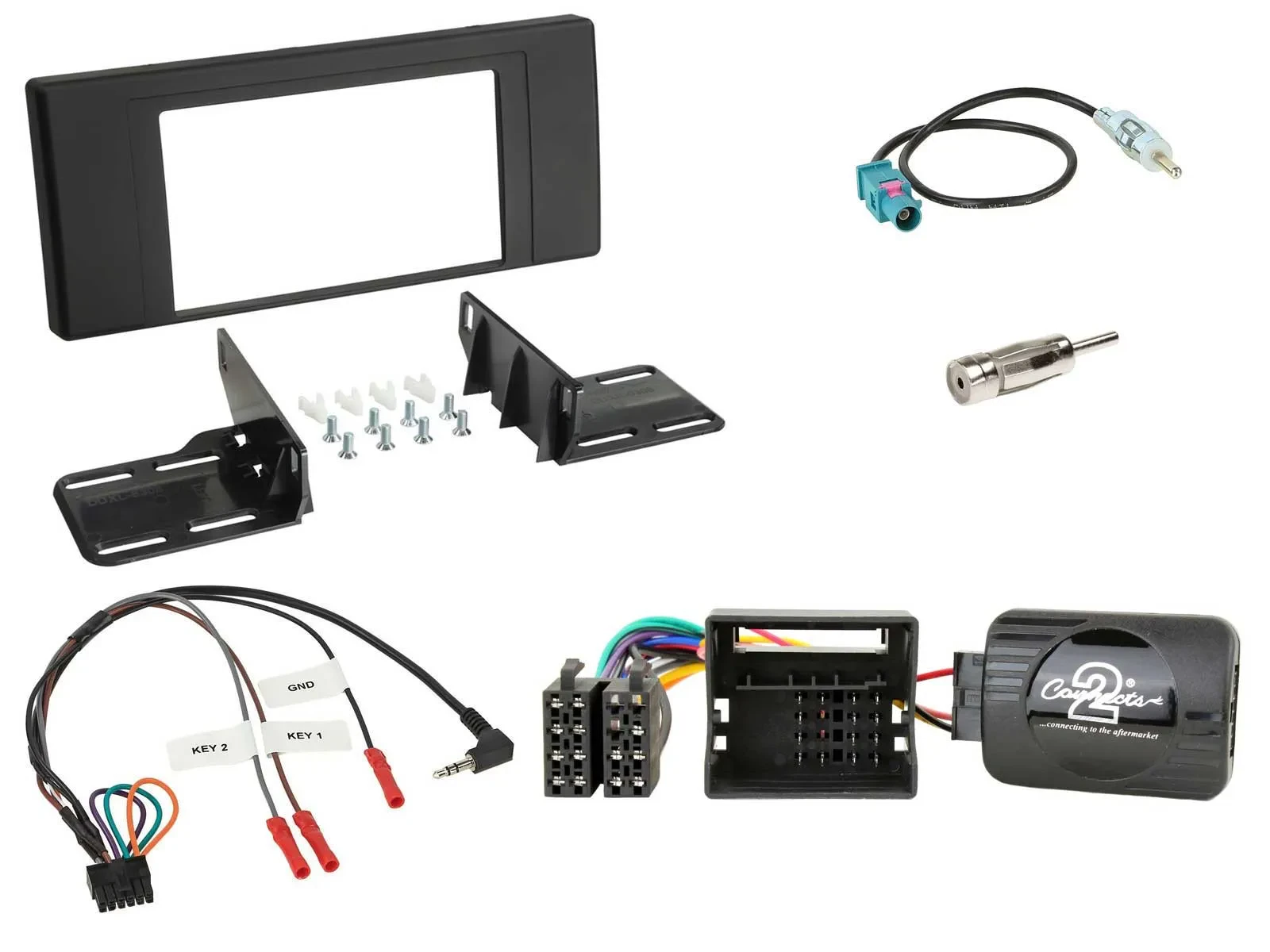 Установочный комплект для автомагнитолы Caraudio24 2 DIN, с адаптером кнопок на руле для Land Rover Range Rover Vogue