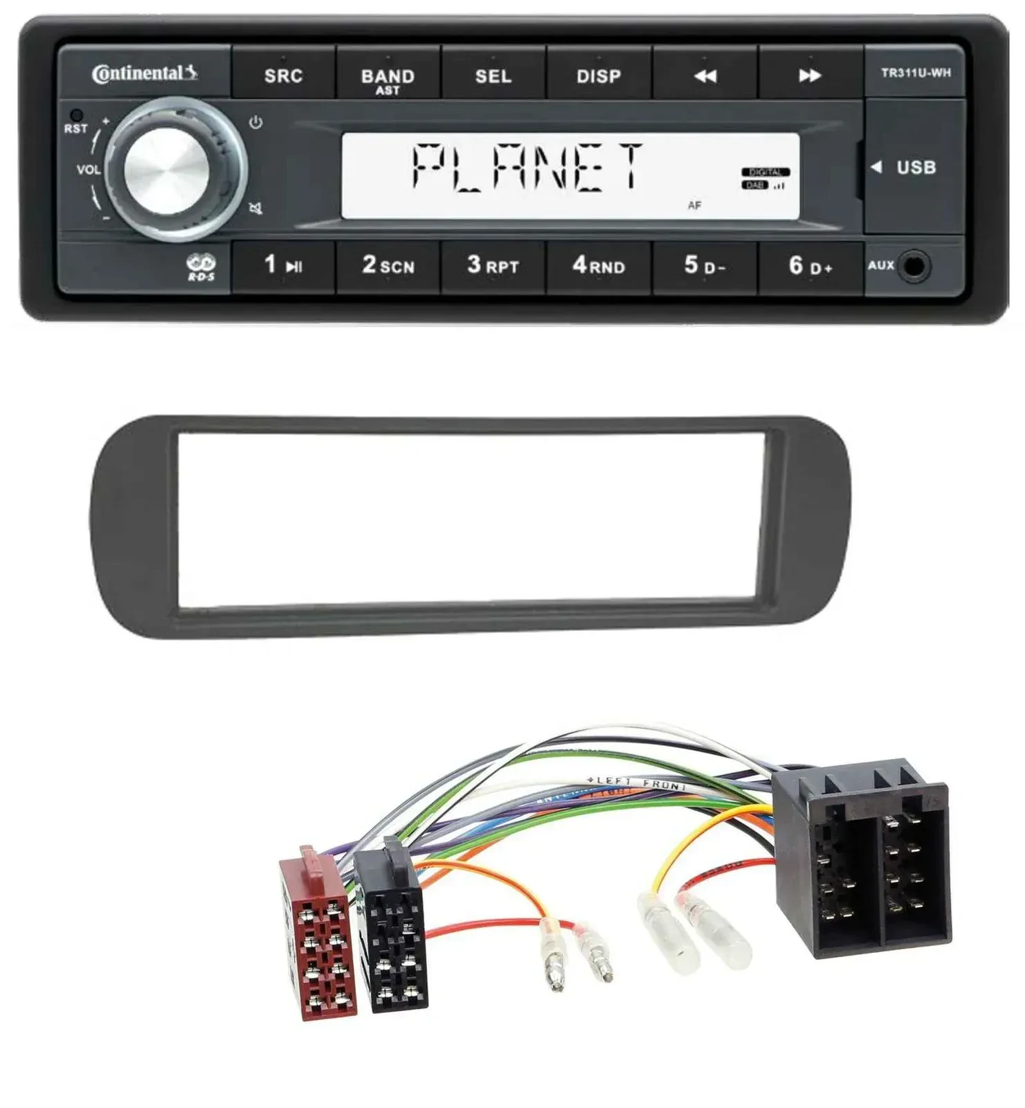 Continental USB MP3 AUX 1DIN Autoradio für Lancia Y (1996-2004) - schwarz