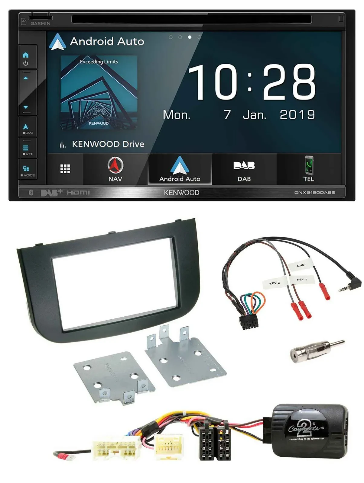 Kenwood DAB TMC USB 2DIN Lenkrad Bluetooth Navigation für Mitsubishi Colt 2008-2