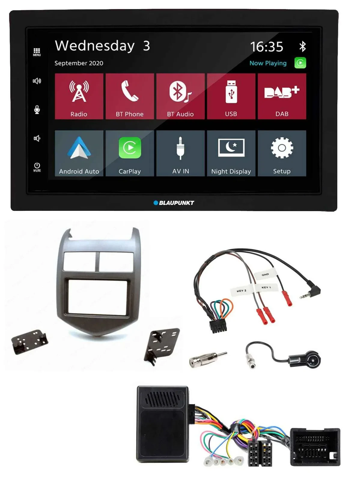 Blaupunkt DAB Bluetooth USB Lenkrad 2DIN Autoradio für Chevrolet Aveo ab 11 dunk