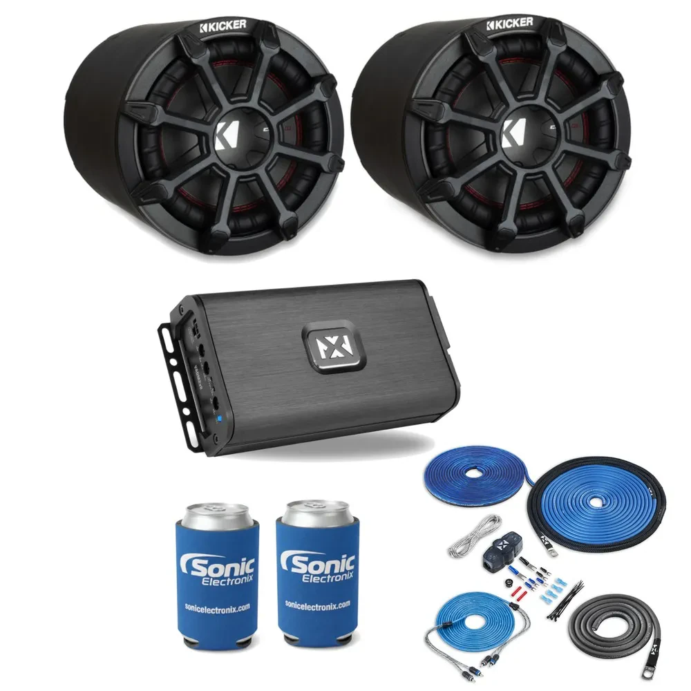 Сабвуфер пассивный Kicker 46CWTB82 (набор, пара) + усилитель NVX VADM2 с комплектом установки