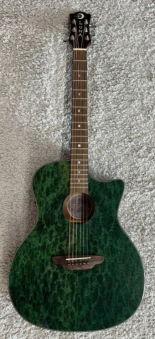 Luna GYP E EU TEAL Gypsy Eucalyptus Grand Concert Acoustic Electric Guitar