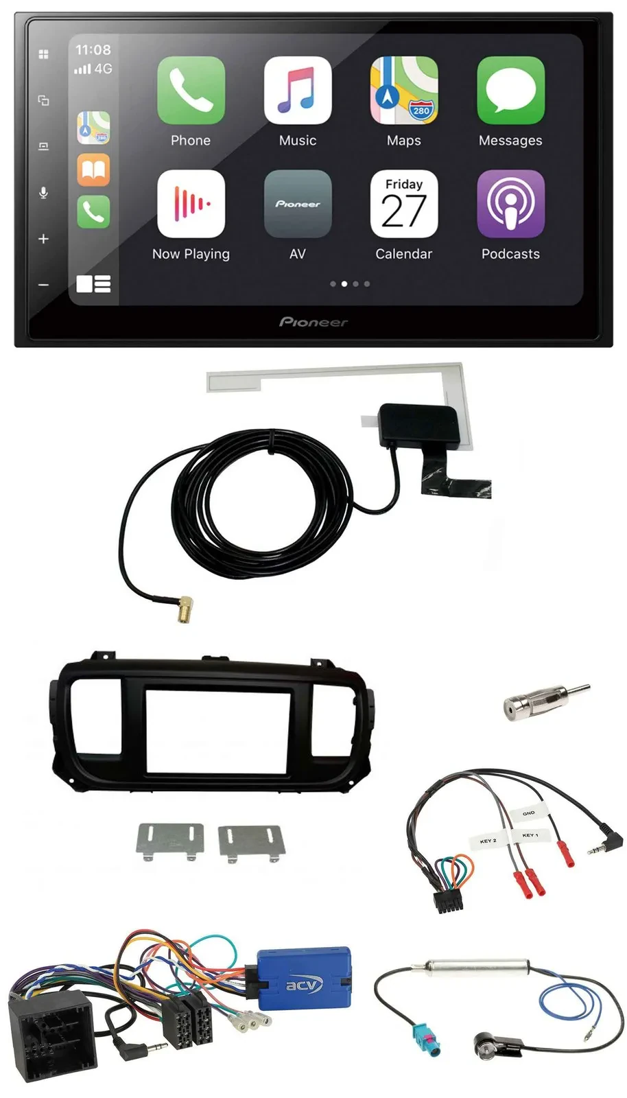 Pioneer USB Lenkrad 2DIN Bluetooth DAB Autoradio für Citroen Spacetourer Jumpy o