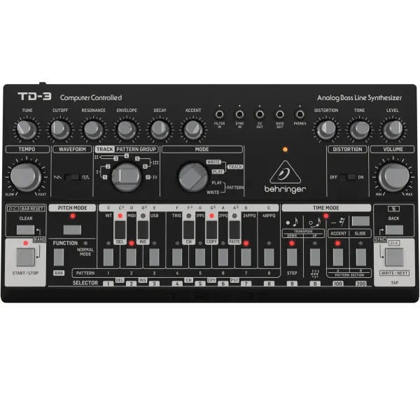 Аналоговый студийный синтезатор Behringer TD3-BK Black Analog Bass Synth