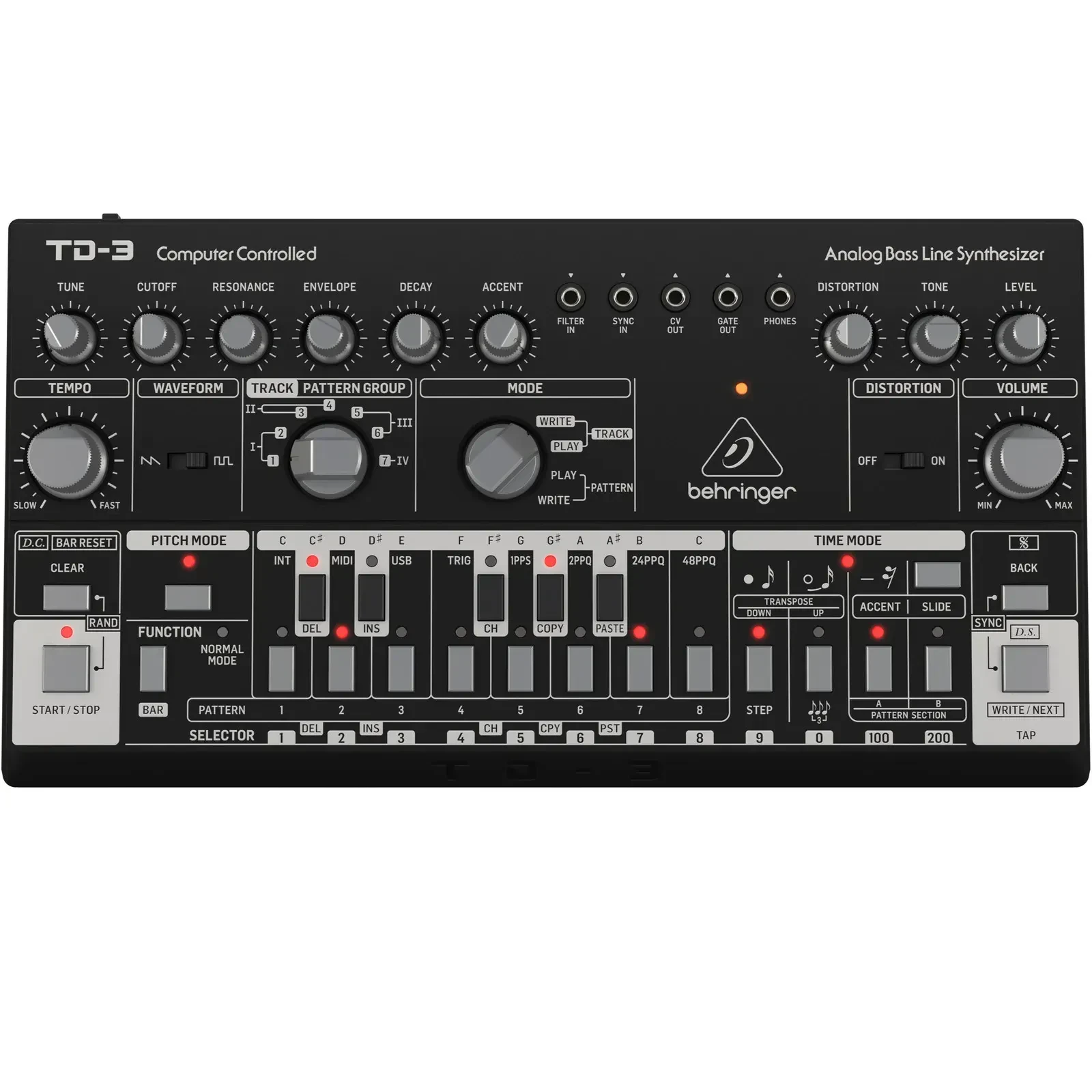 Аналоговый студийный синтезатор Behringer TD3-BK Black Analog Bass Synth