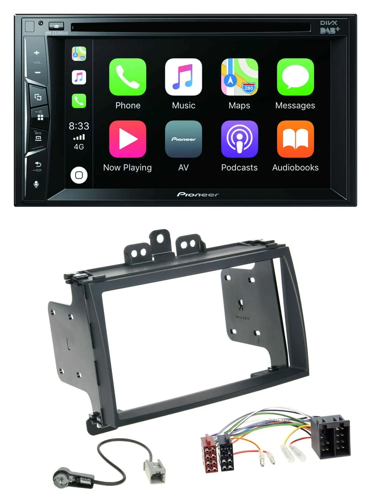 Автомагнитола для Hyundai i20 (2009–2012) Pioneer 2DIN MP3/USB/DVD Bluetooth DAB, черный