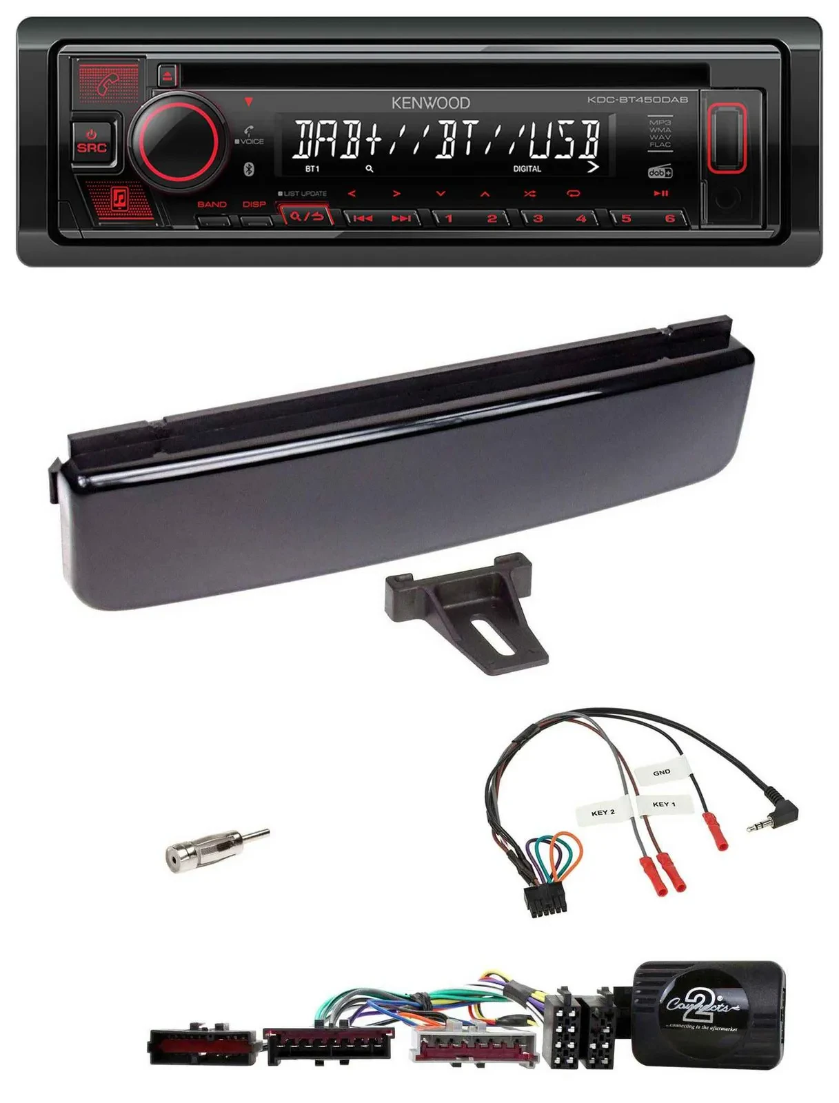 Kenwood Lenkrad CD USB Bluetooth DAB Autoradio für Ford Mondeo Focus piano-schwa