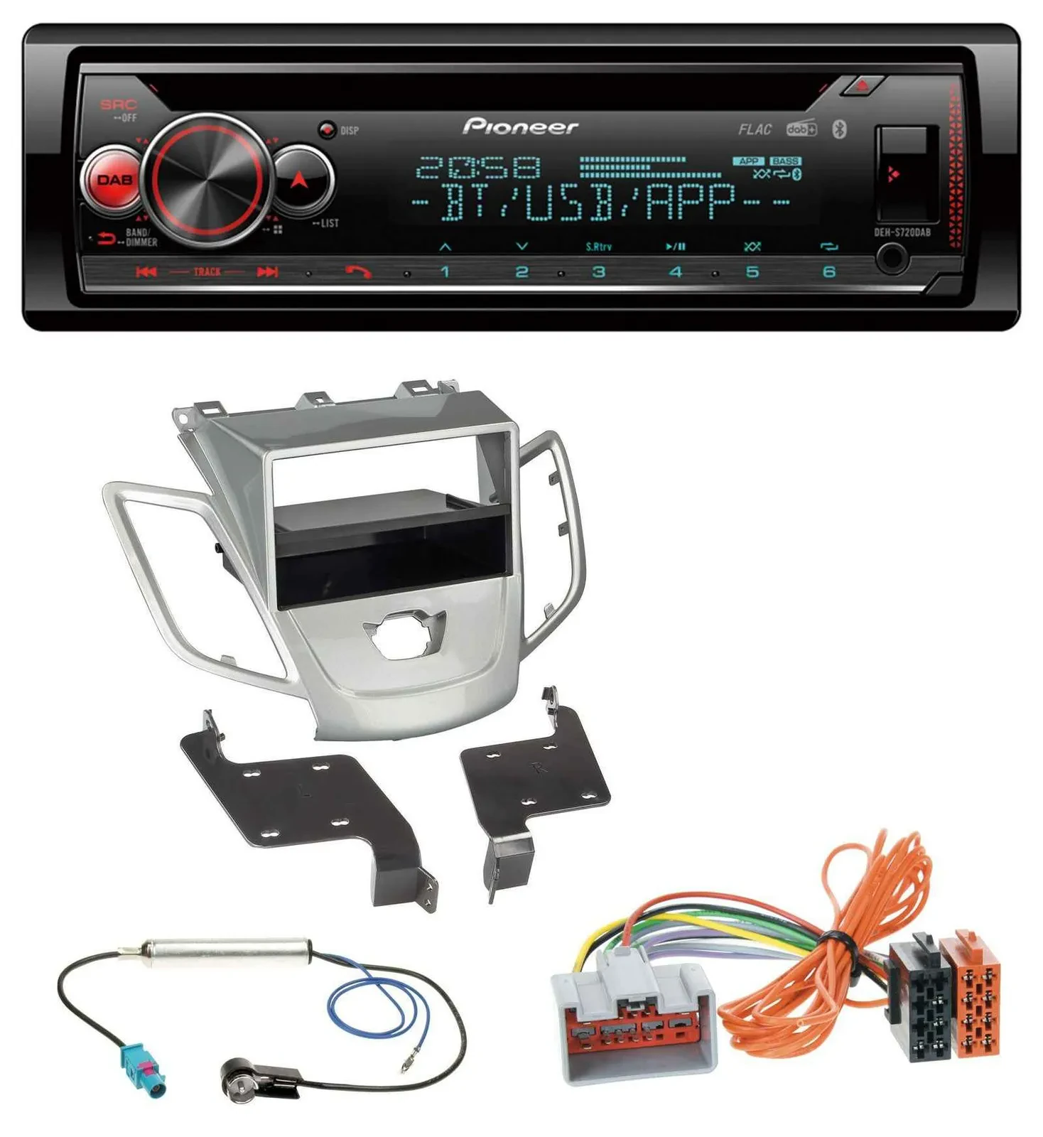 Pioneer MP3 DAB CD Bluetooth USB Autoradio für Ford Fiesta 08-10 JA8 ohne Displa