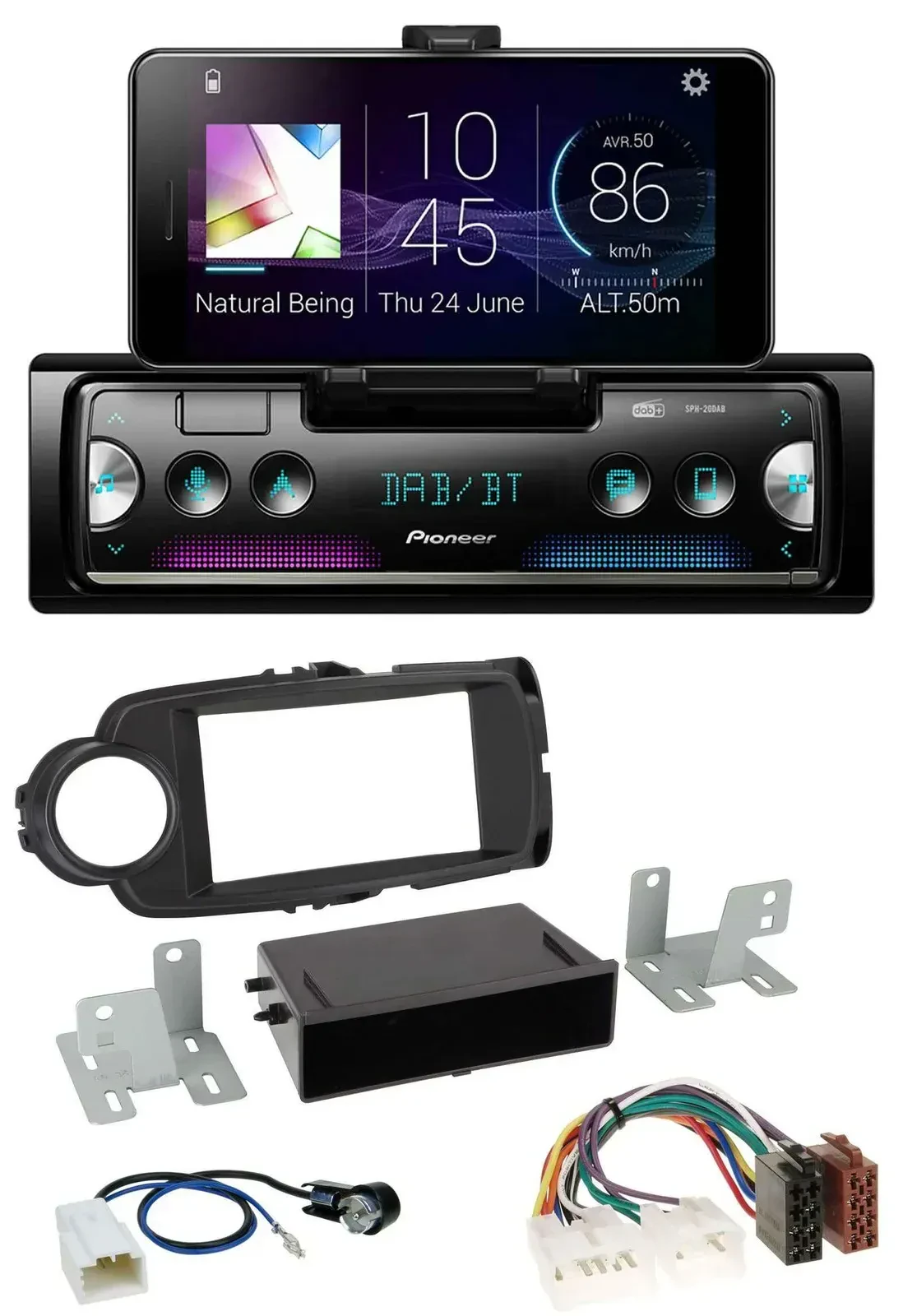 Автомагнитола для Toyota Yaris (2011–2014) Pioneer USB MP3 Bluetooth DAB черная