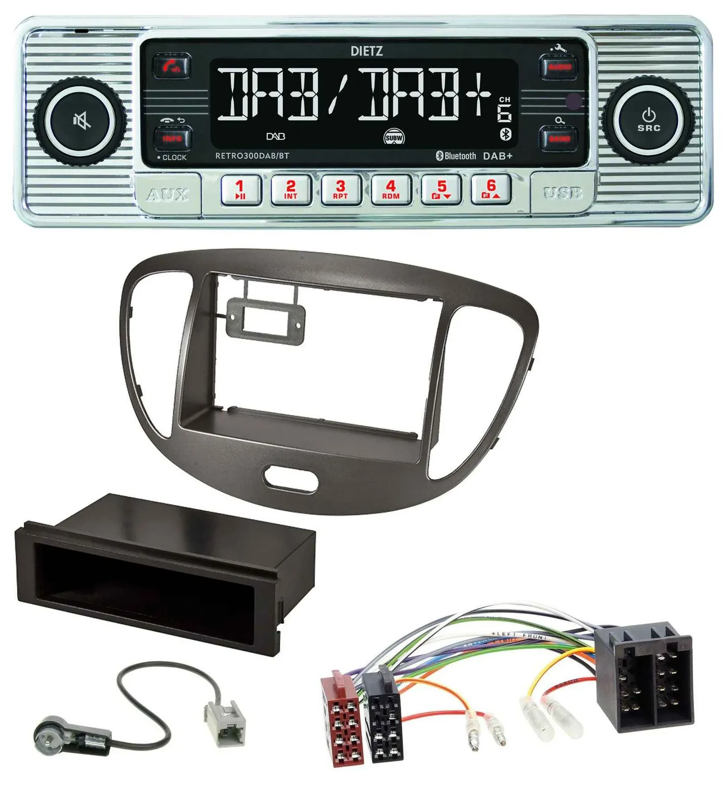 Dietz Bluetooth MP3 DAB USB Autoradio für Hyundai i10 2008-2013 dunkelsilber