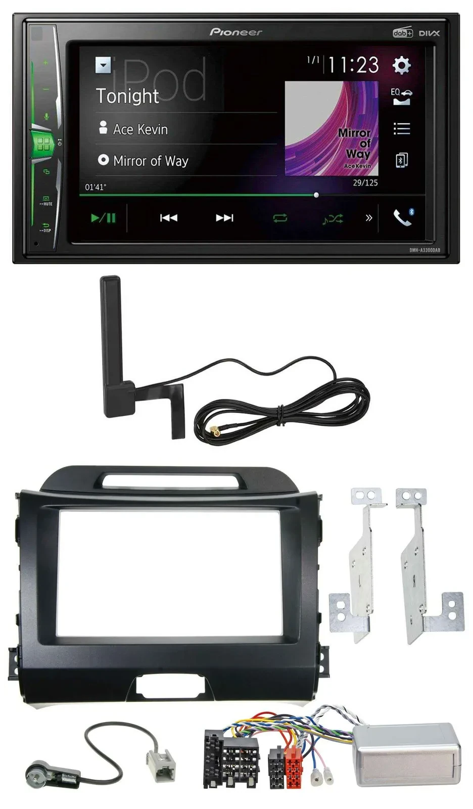 Pioneer MP3 DAB Lenkrad 2DIN Bluetooth Autoradio für Kia Sportage III 10-15 schw