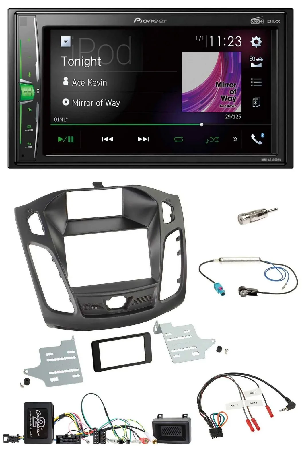 Pioneer 2DIN Lenkrad DAB USB Bluetooth Autoradio für Ford Focus 2011-2014