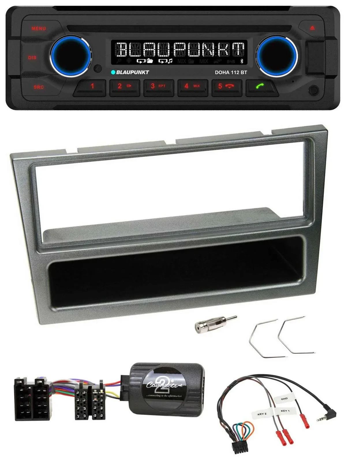 Blaupunkt Lenkrad MP3 CD Bluetooth USB Autoradio für Opel Corsa C 00-04 aluminiu