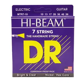 Струны для 7-струнной электрогитары DR Strings MTR7-10 Hi-Beam 10-56