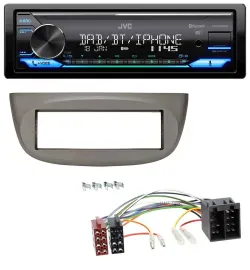 Автомагнитола для Renault Twingo 2007–2012 JVC Bluetooth, DAB, USB, MP3, бежево-серая